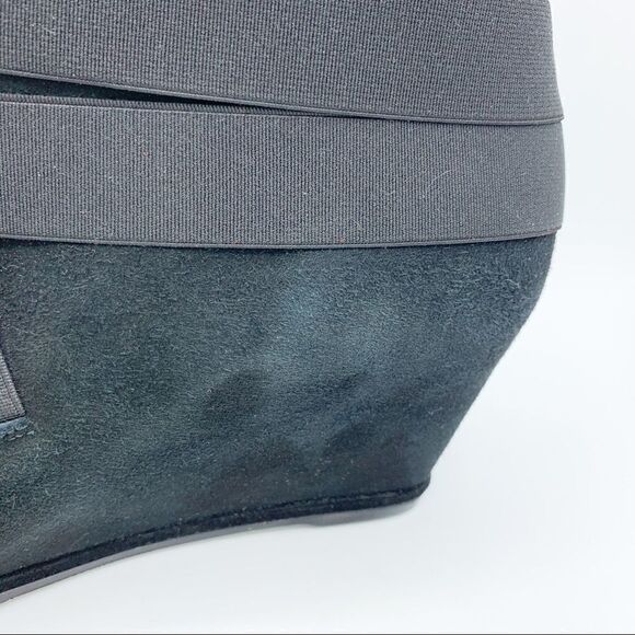 Stuart Weitzman Be Happy Black Suede Hidden Wedge‎ Booties Criss-cross Elastic - Picture 6 of 16